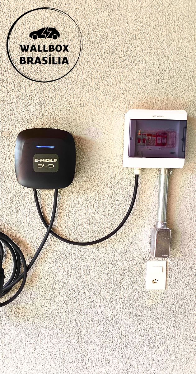 Instalação de wallbox E WOLF BYD 7,4kw monofásico em Brasília