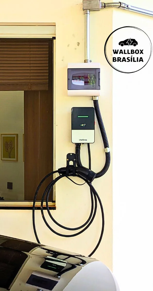 Instalação de carregador de carro elétrico em residência no Park Way, Brasília DF