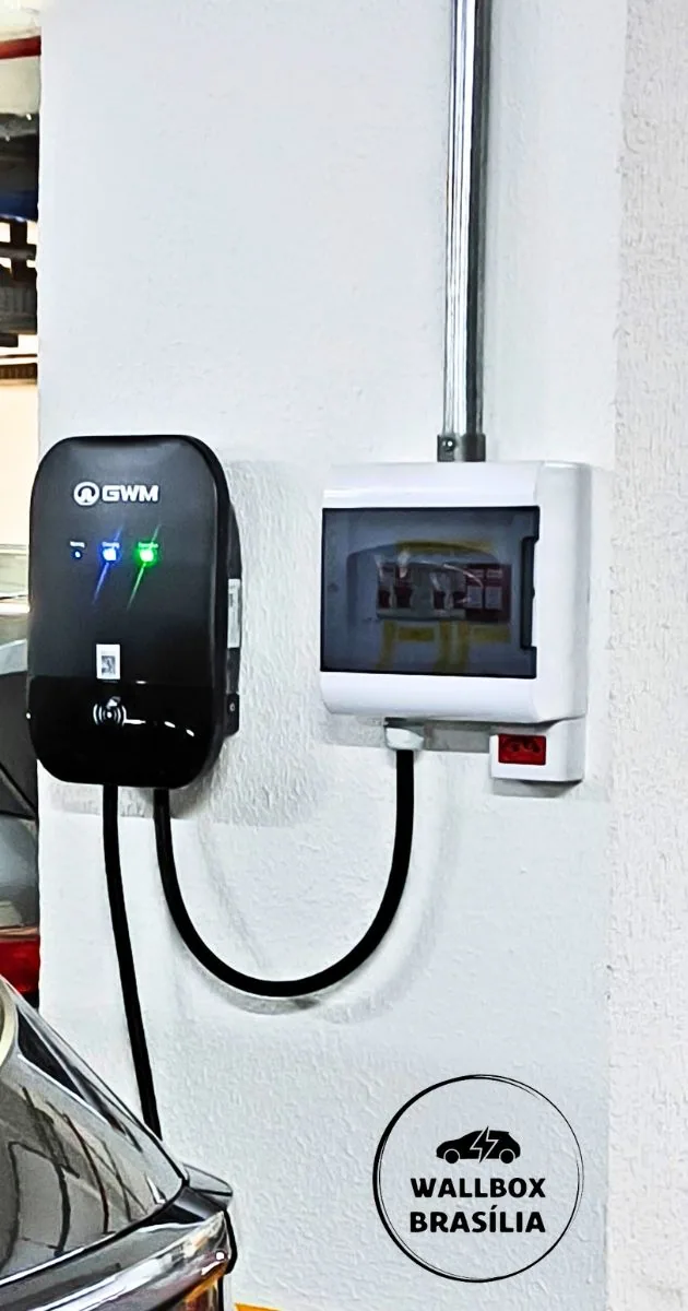 Instalação de carregador de carro elétrico em garagem de edifício no Noroeste, Brasília DF