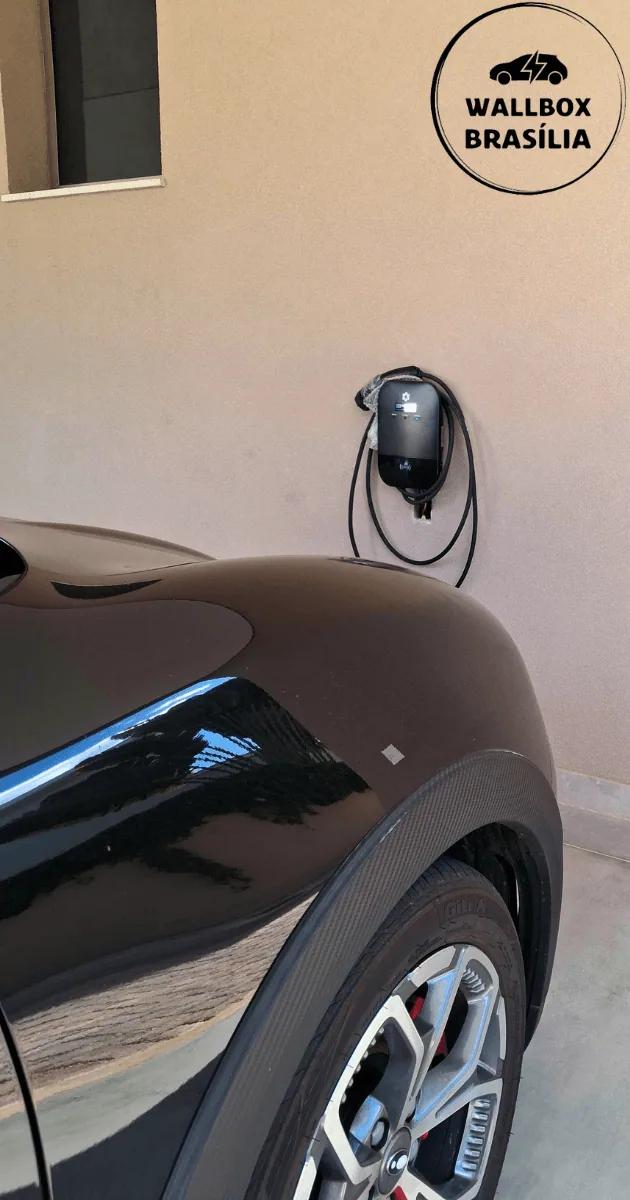 Instalação de carregador de carro elétrico em residência no Lago Sul, Brasília DF, com GWM Ora