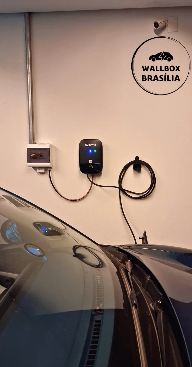 Instalação de carregador de carro elétrico em residência no Park Way, Brasília DF, com GWM