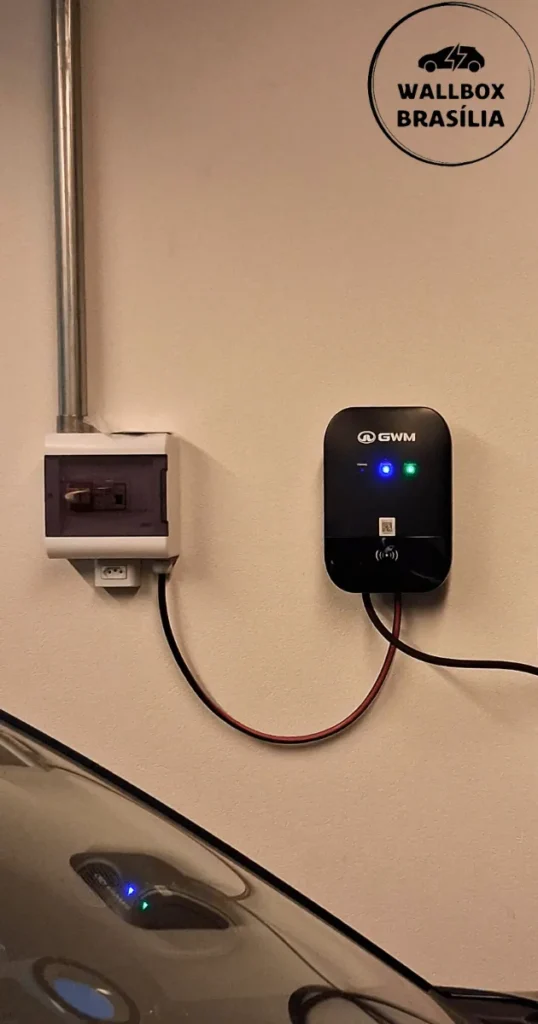 Instalação de carregador de carro elétrico em residência no Park Way, Brasília DF, com GWM