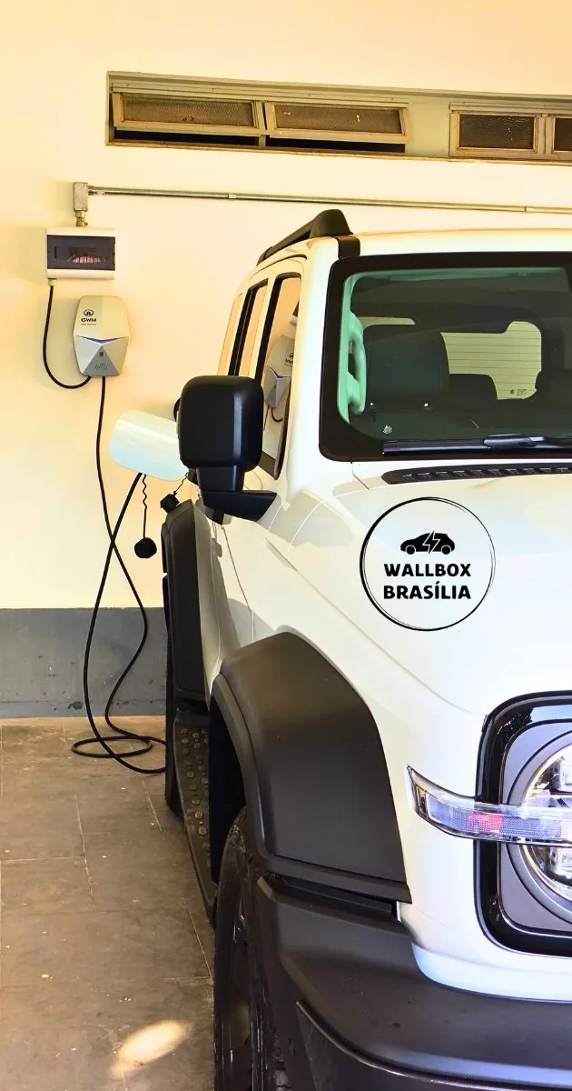 Instalação de carregador de carro elétrico em residência no Lago Sul, Brasília DF, com GWM Tank