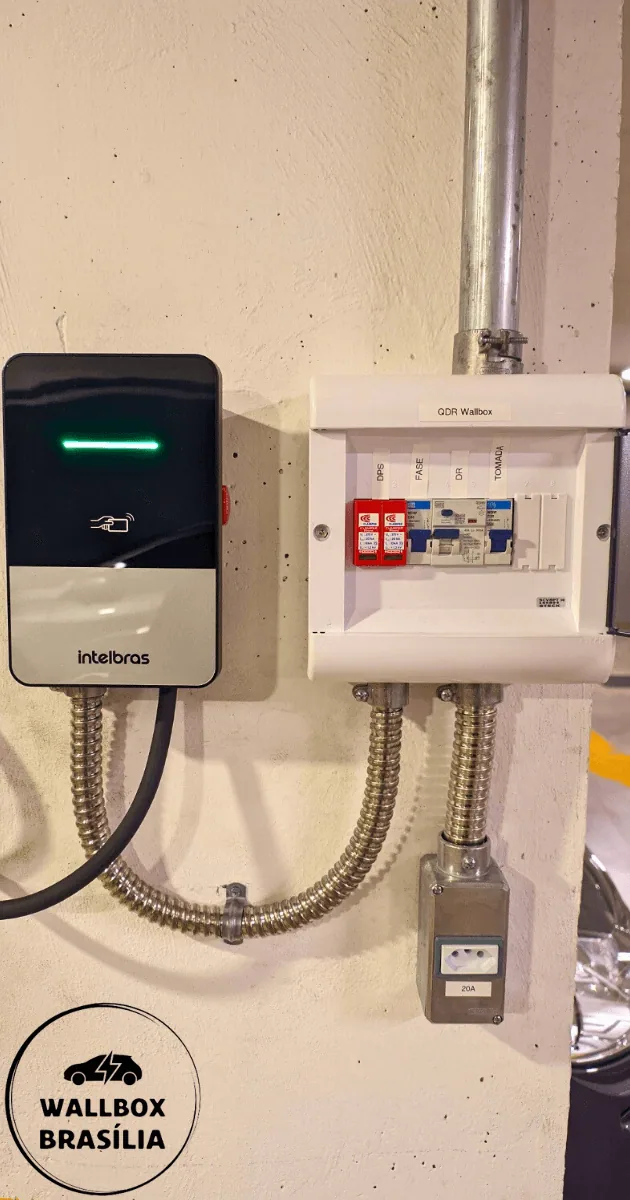Instalação de carregador de carro elétrico em garagem de edifício no Sudoeste, Brasília DF
