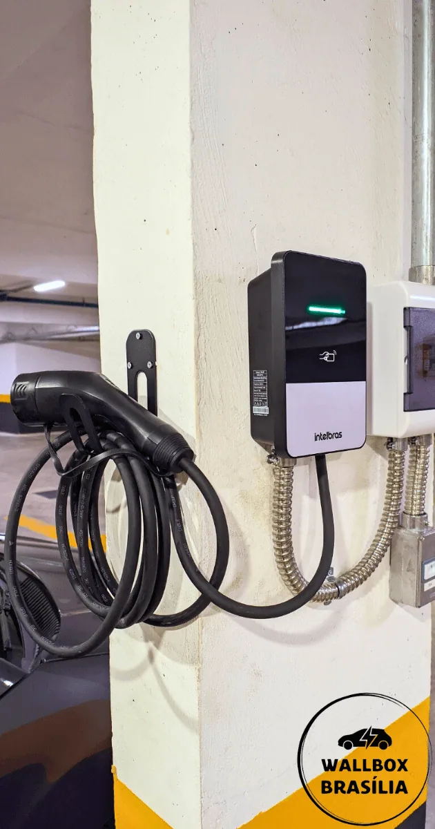 Instalação de carregador de carro elétrico em garagem de edifício no Sudoeste, Brasília DF