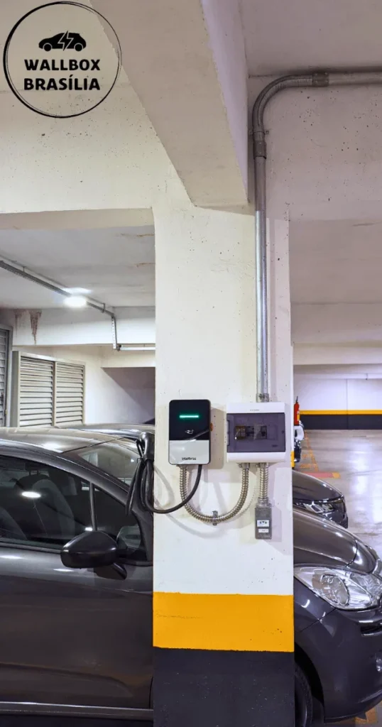 Instalação de carregador de carro elétrico em garagem de edifício no Sudoeste, Brasília DF