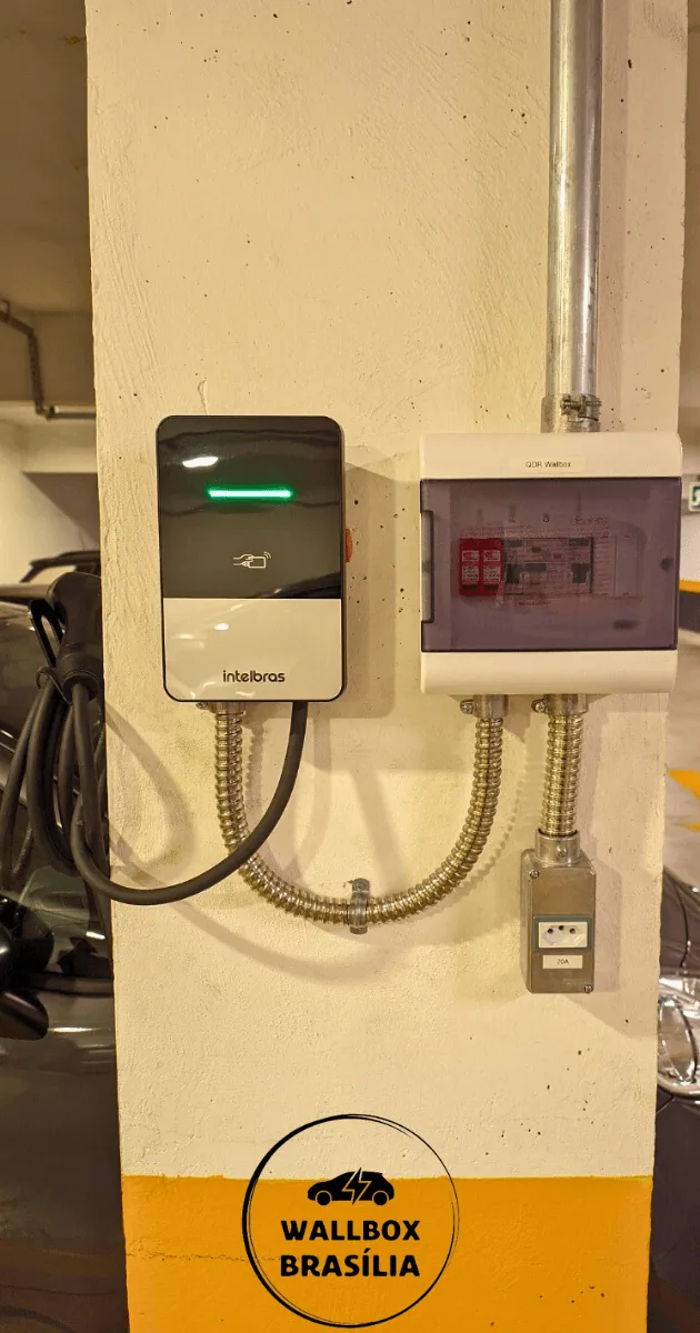 Instalação de carregador de carro elétrico em garagem de edifício no Sudoeste, Brasília DF