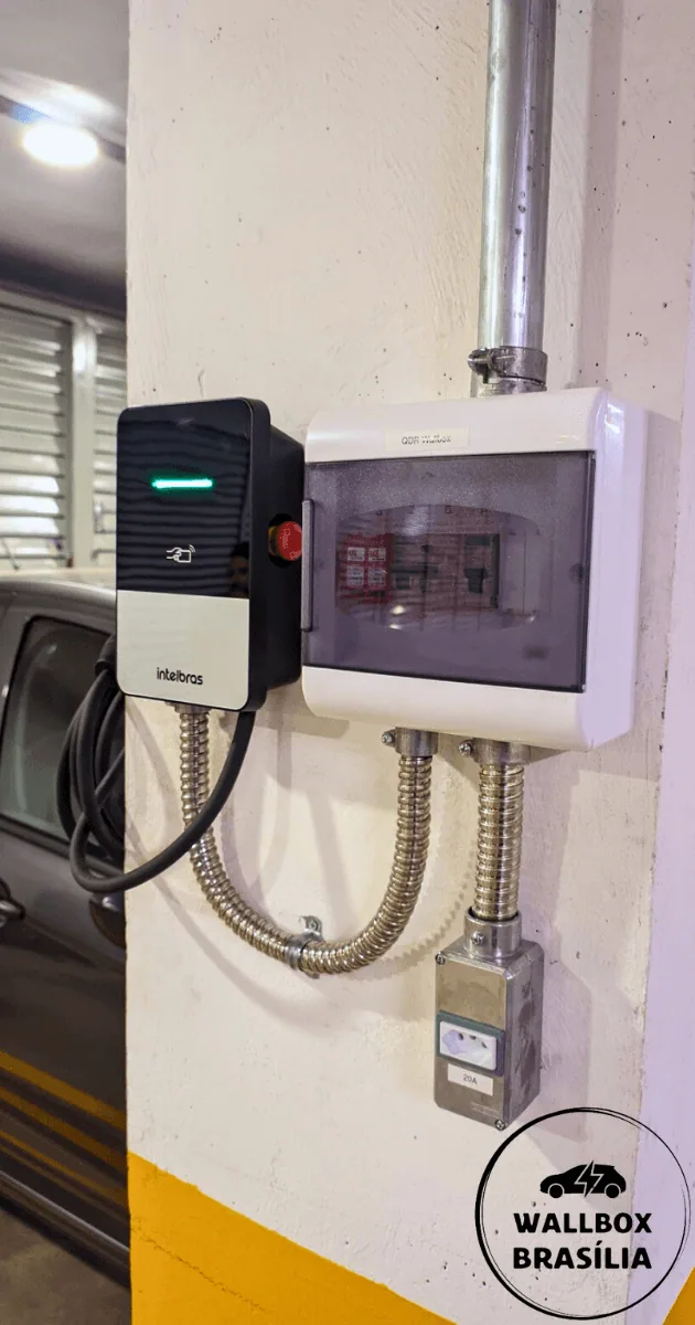 Instalação de carregador de carro elétrico em garagem de edifício no Sudoeste, Brasília DF